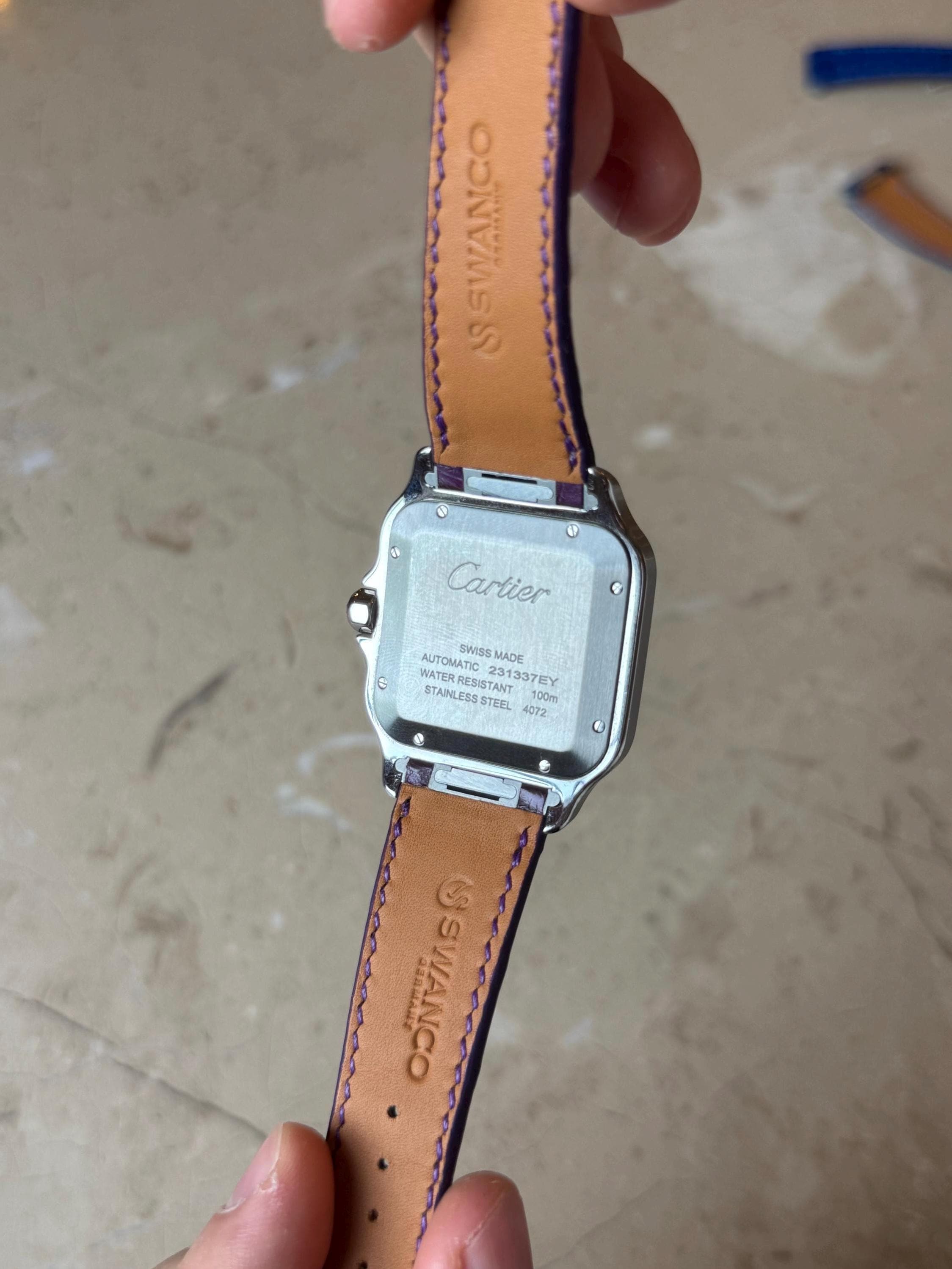 Cartier Santos Leather Strap WSSA (Medium & Large) – Quick Release Compatible Shiny Alligator Leather