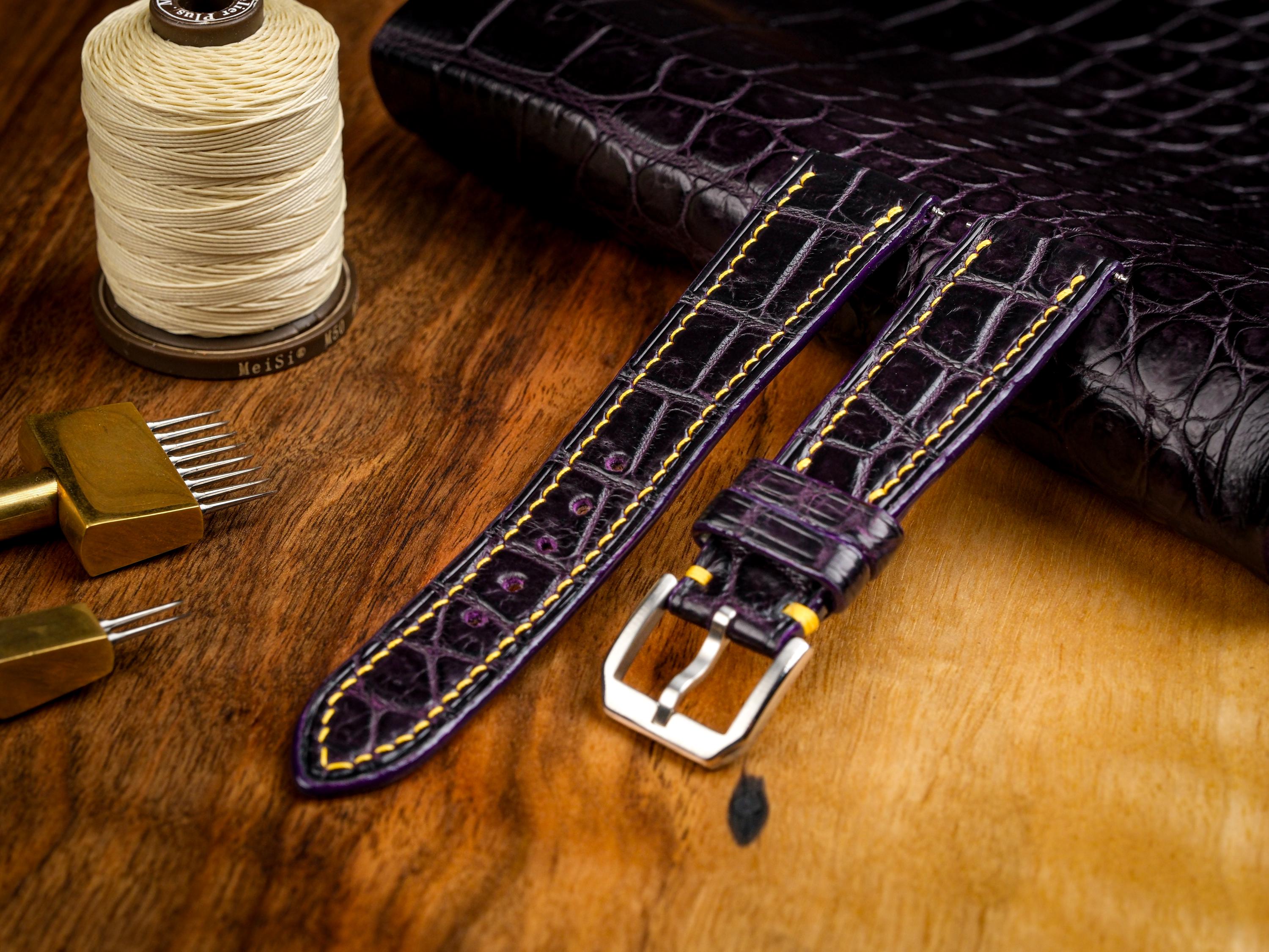 Bespoke Cartier Tank Leather Watch Strap – Handmade Matte Alligator Leather Strap