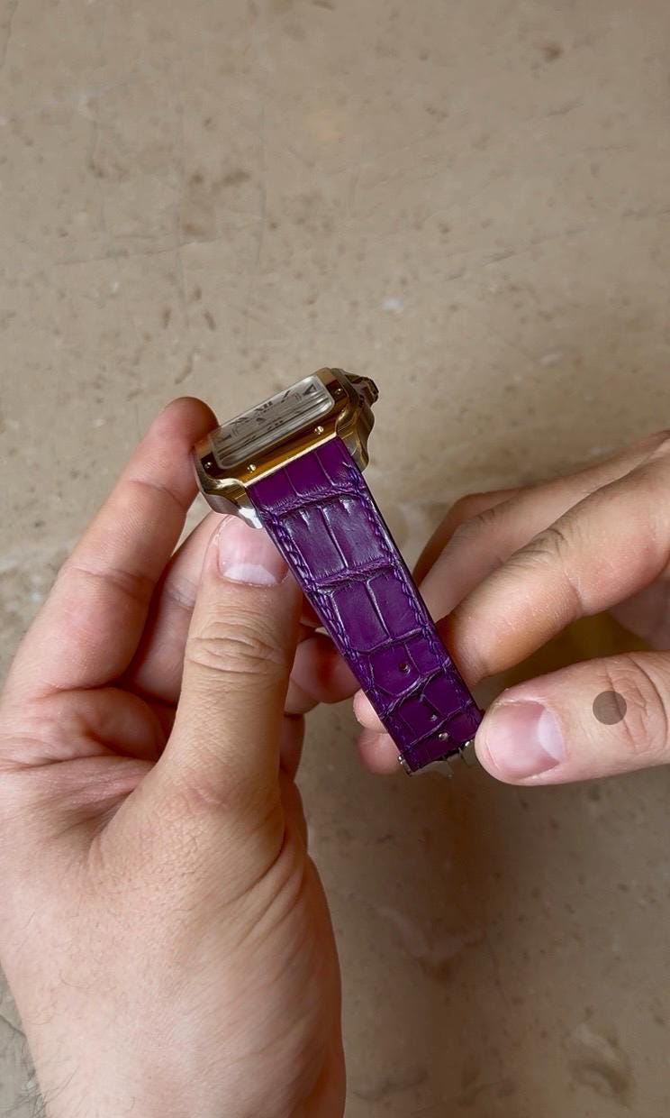 Cartier Santos Leather Strap WSSA (Medium & Large) – Quick Release Compatible Matte Alligator Leather