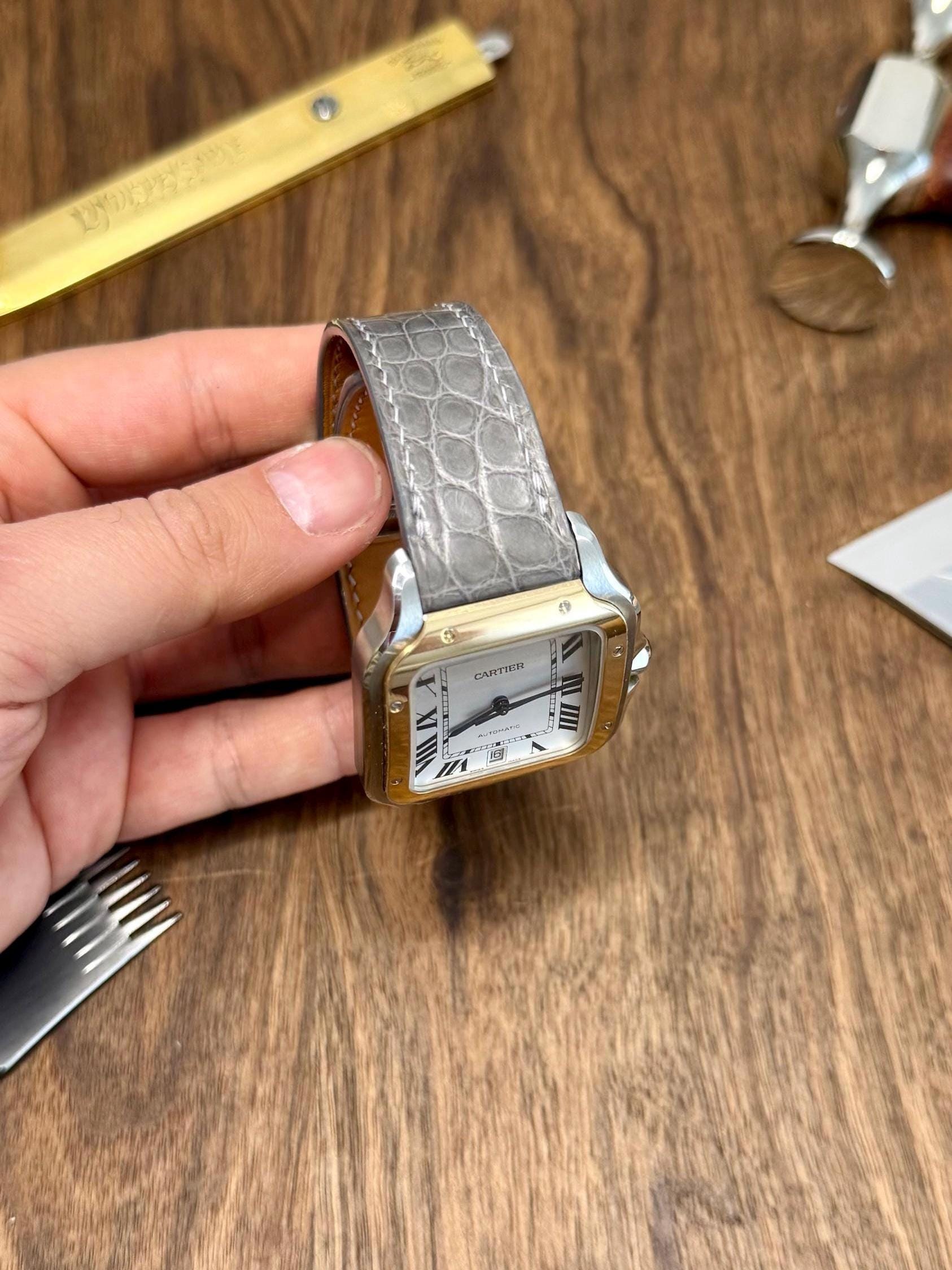 Cartier Santos Leather Strap WSSA (Medium & Large) – Quick Release Compatible Shiny Alligator Leather