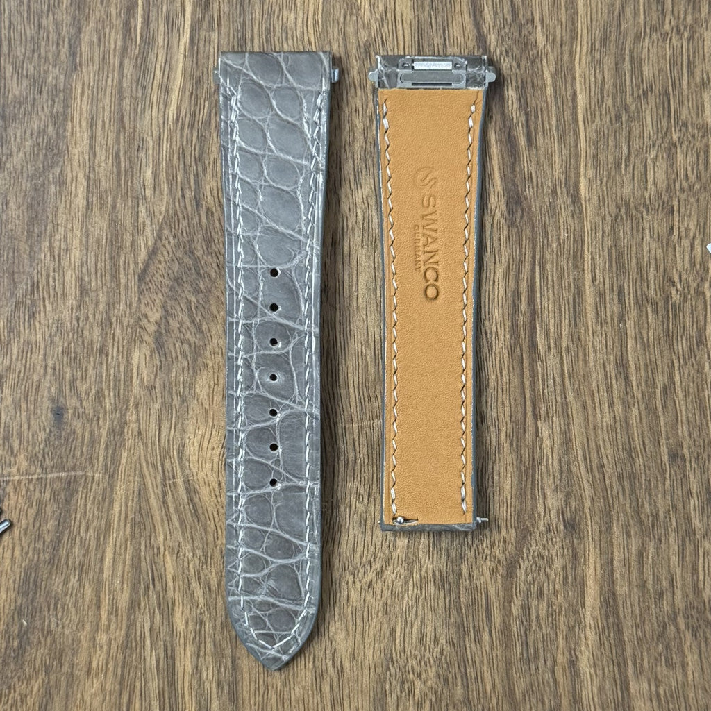 Cartier Santos Leather Strap WSSA Large Model – Quick Release Compatible Shiny Navy Blue Alligator Leather - No Buckle