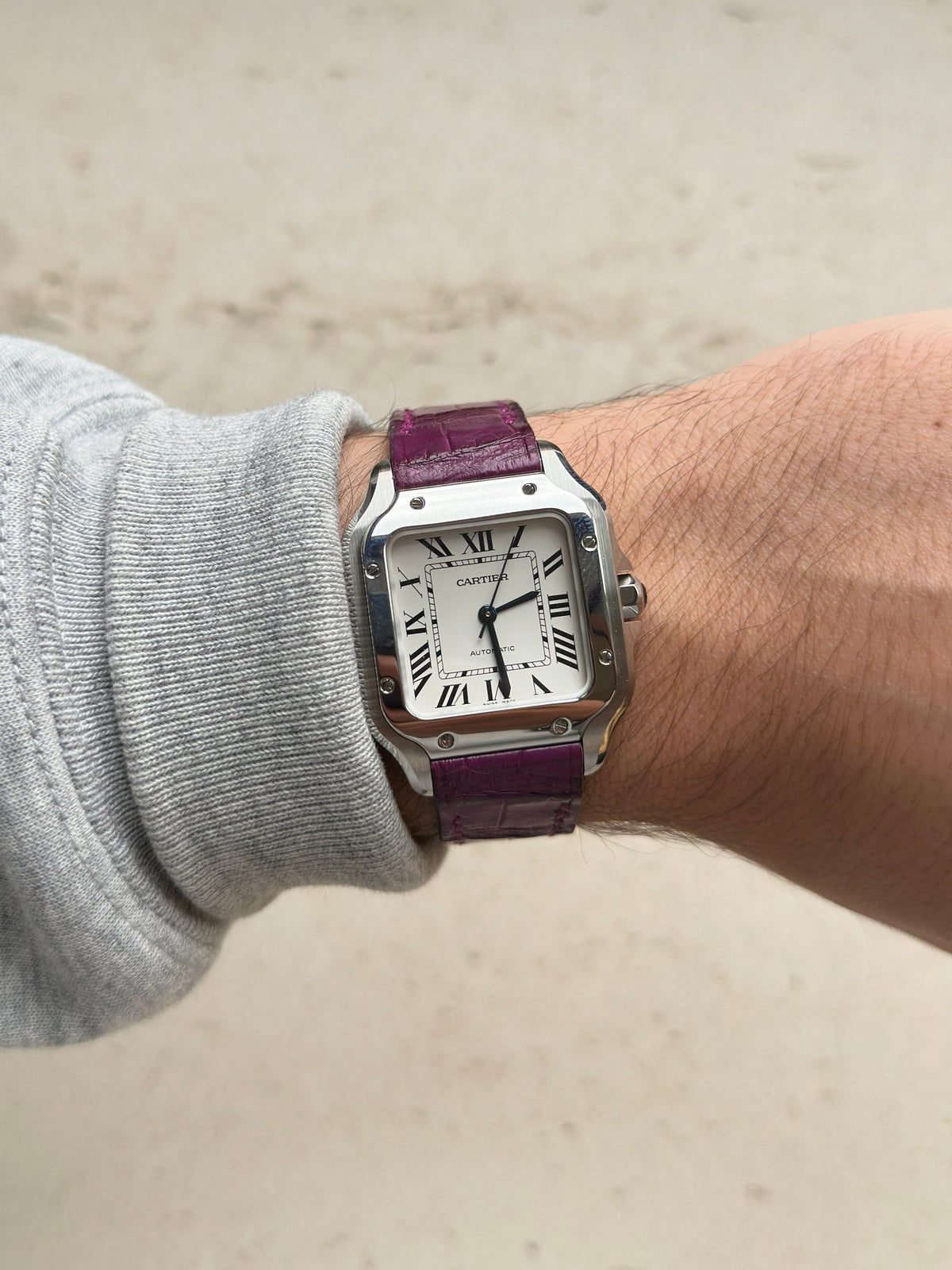 Cartier Santos Lederarmband WSSA (Medium & Large) – großgenarbtes Alligatorleder, kompatibel mit Schnellwechselsystem