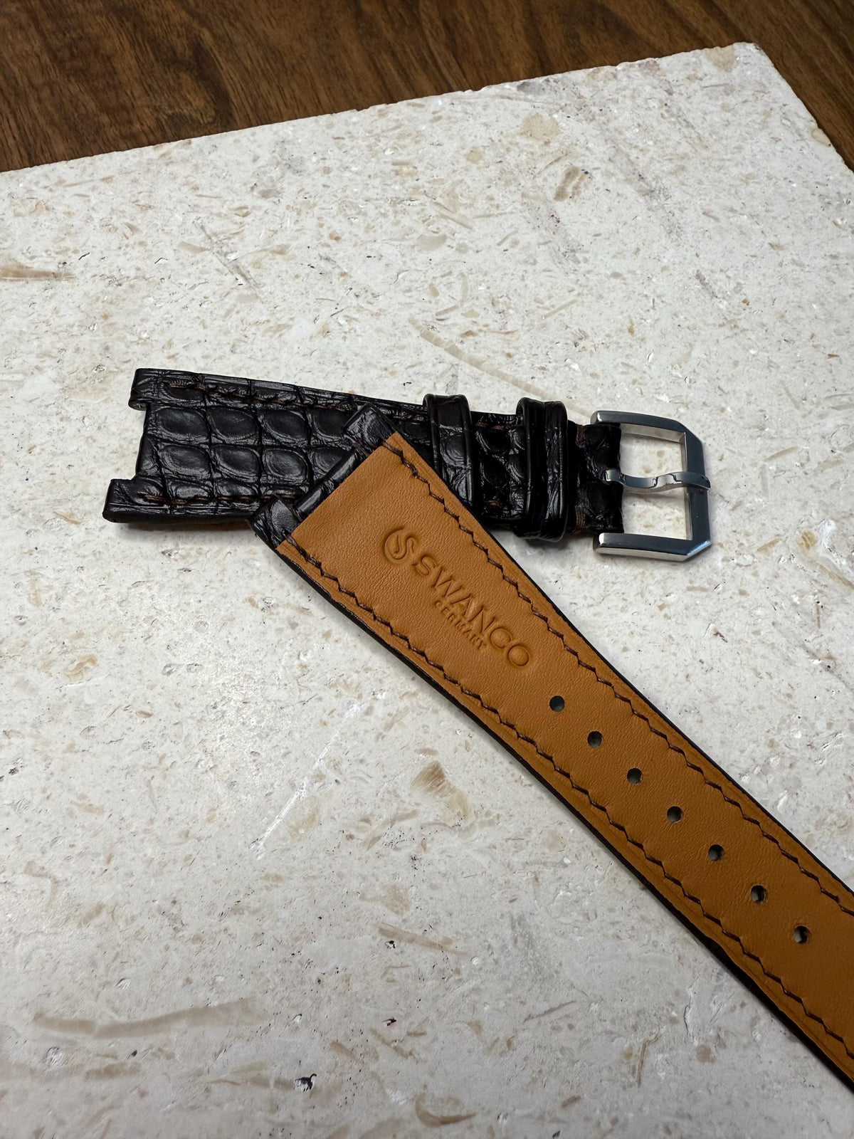 Matte alligator leather strap for Citizen Zenshin – handmade by Atelier Taha