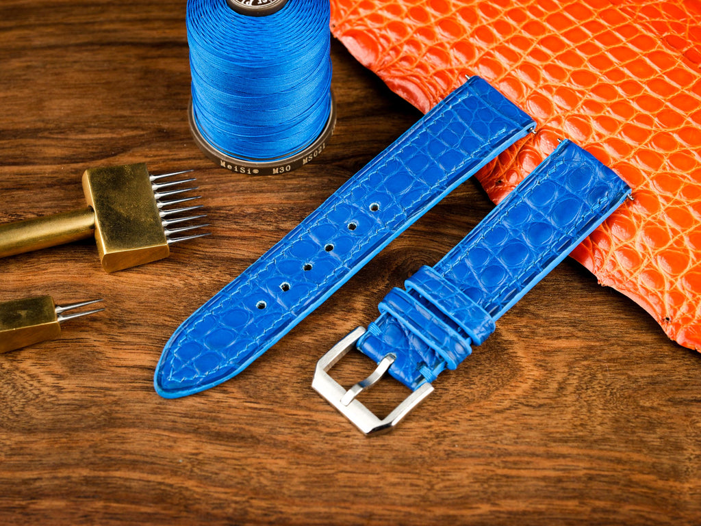 Bespoke Handmade Matte Alligator Leather Watch Strap