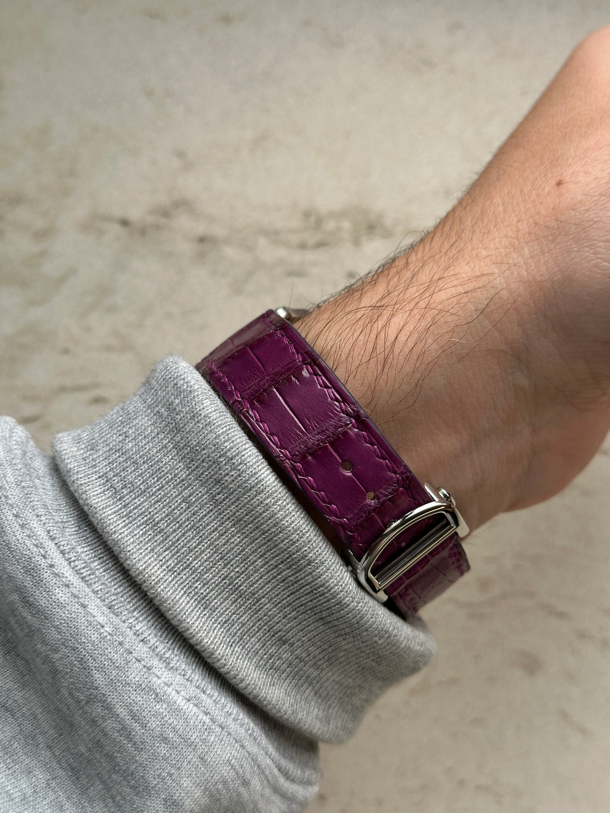 Cartier Santos Lederarmband WSSA (Medium & Large) – großgenarbtes Alligatorleder, kompatibel mit Schnellwechselsystem