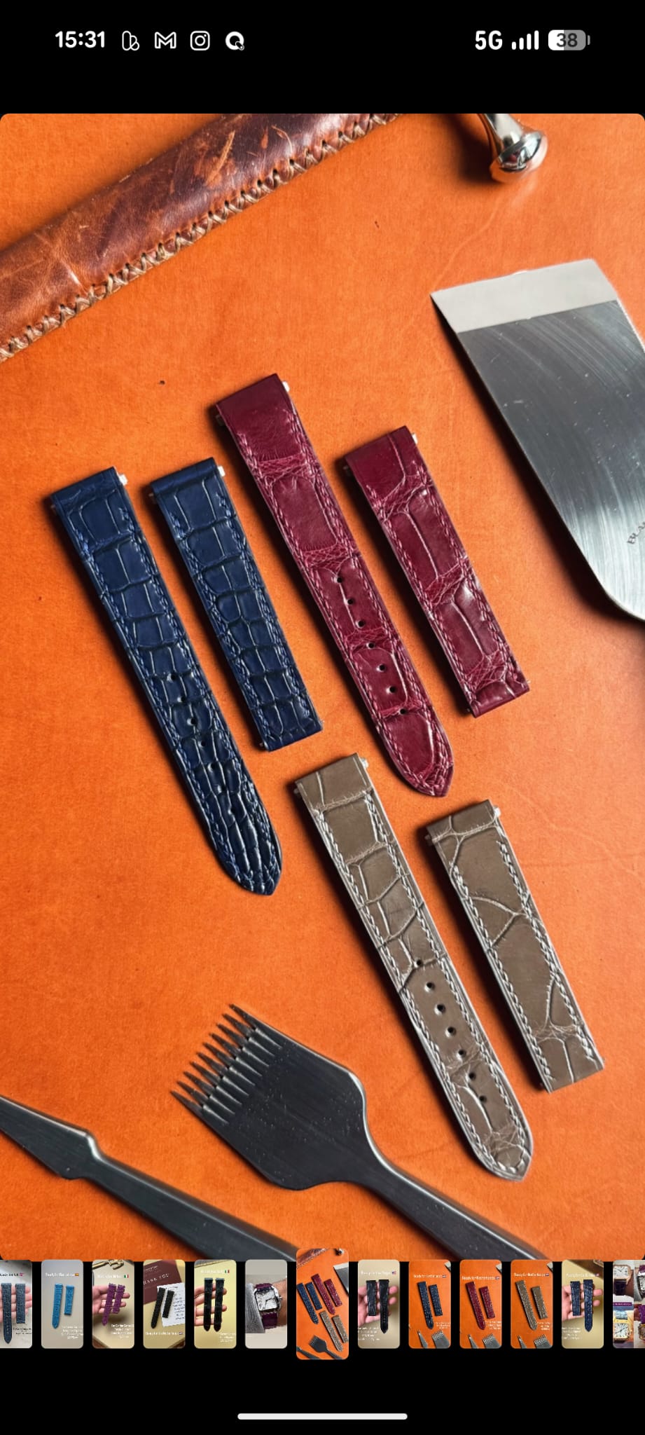 Cartier Santos Lederarmband WSSA (Medium & Large) – großgenarbtes Alligatorleder, kompatibel mit Schnellwechselsystem