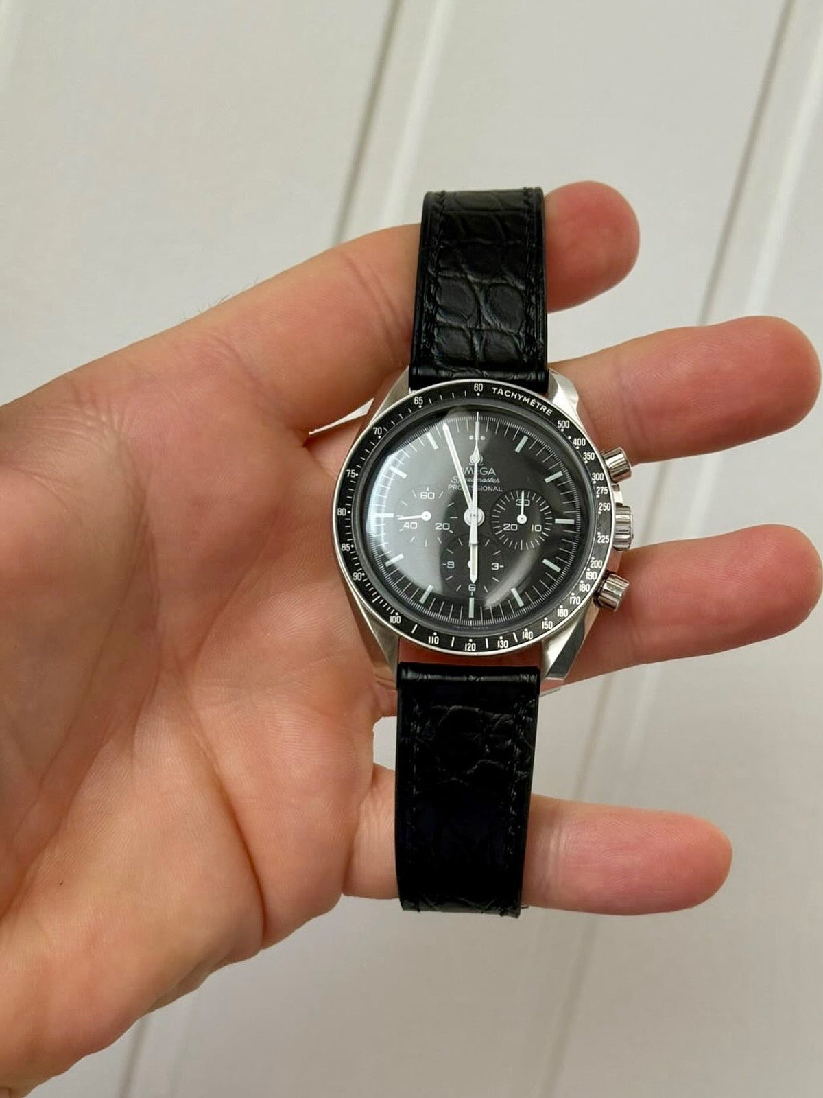 Matte alligator leather strap for Omega Speedmaster & Seamaster – handmade by Atelier Taha