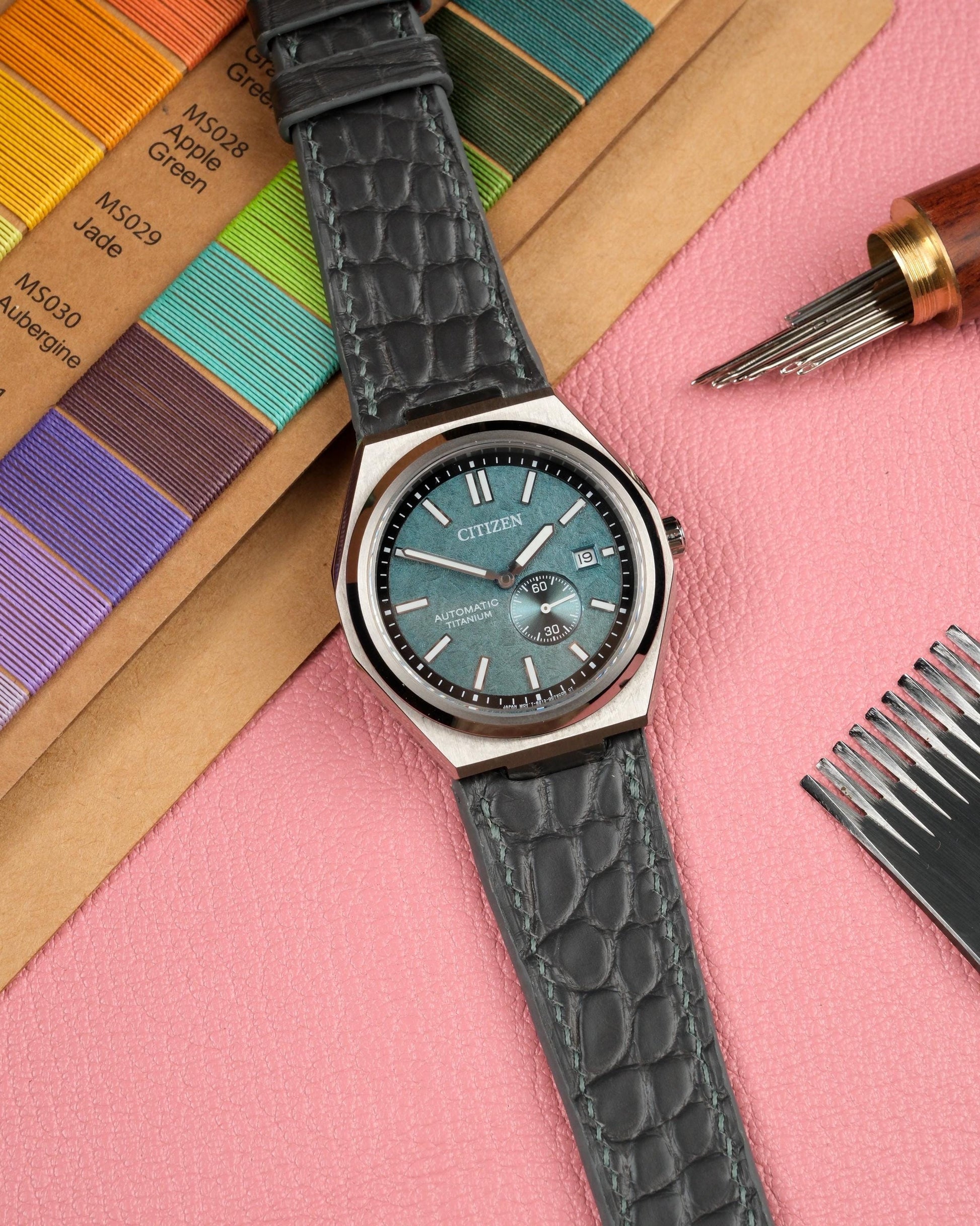 Bespoke Handmade Matte Alligator Leather Watch Strap
