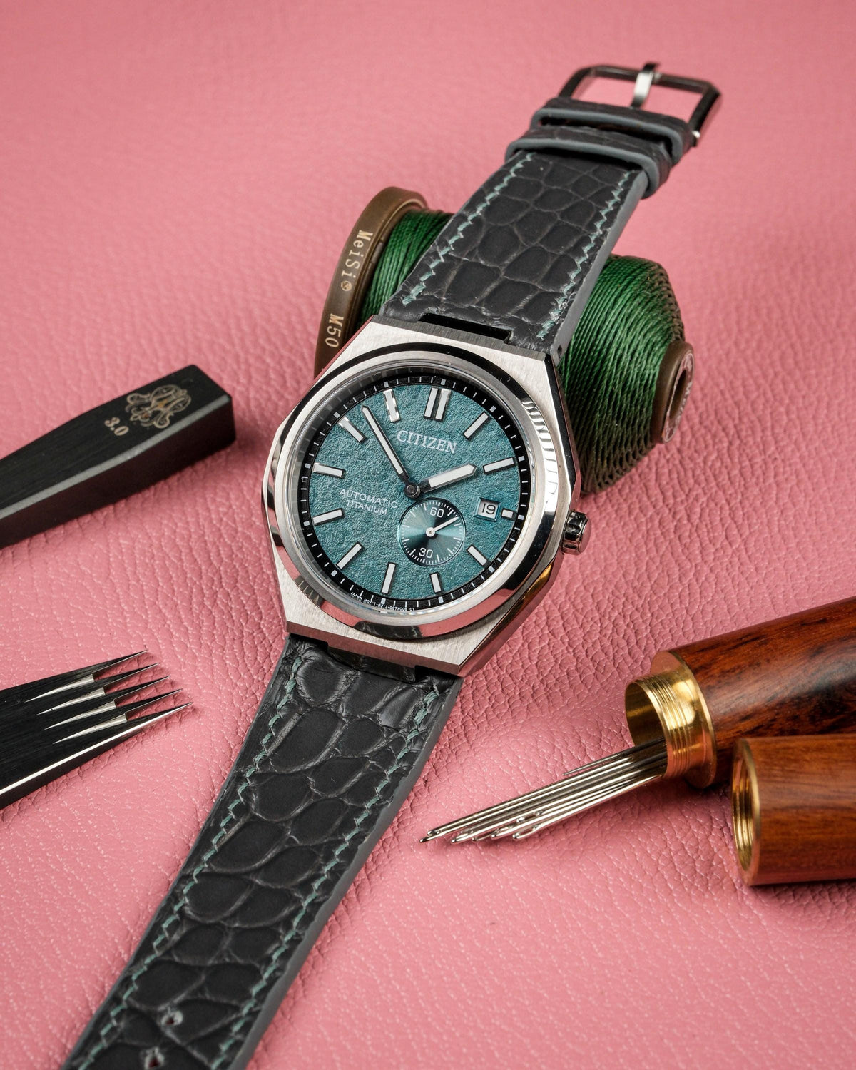 Citizen Zenshin Lederuhrenarmband - Mattes Alligatorleder