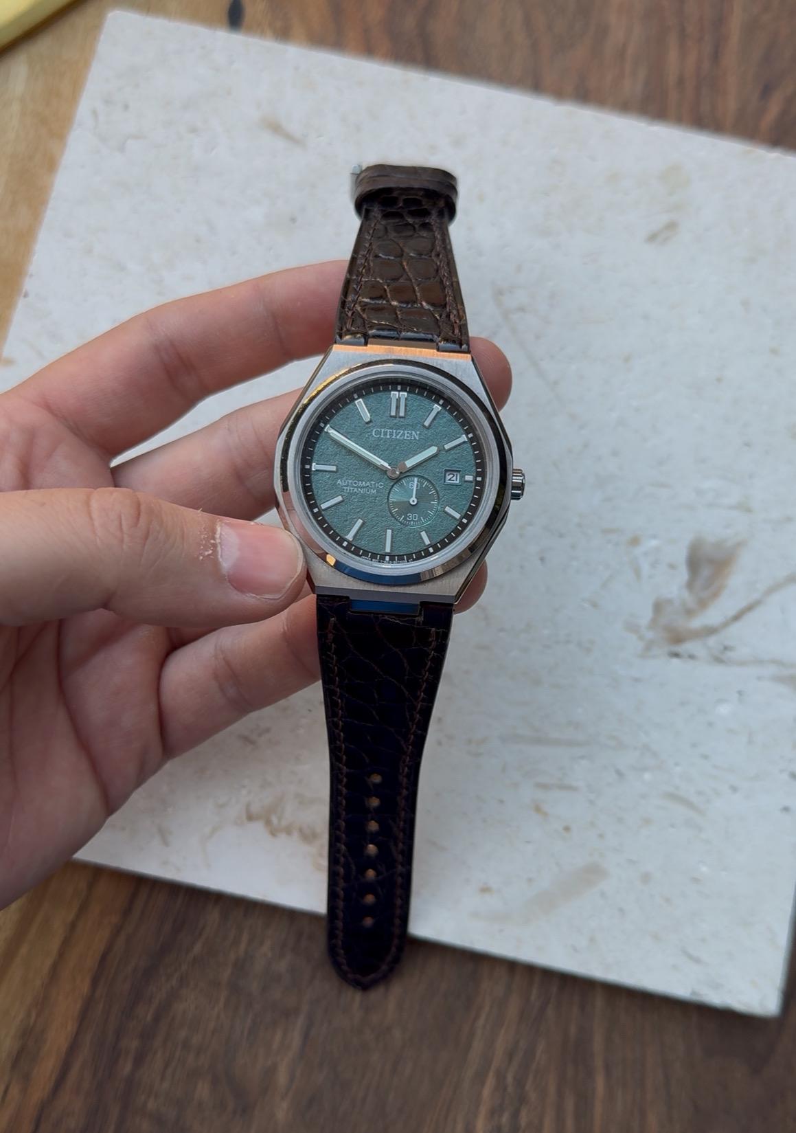 Citizen Zenshin Leather Watch Strap - Shiny Alligator Leather