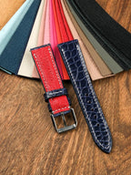 Bespoke Cartier Tank Leather Watch Strap - Handmade Shiny Alligator Leather Strap