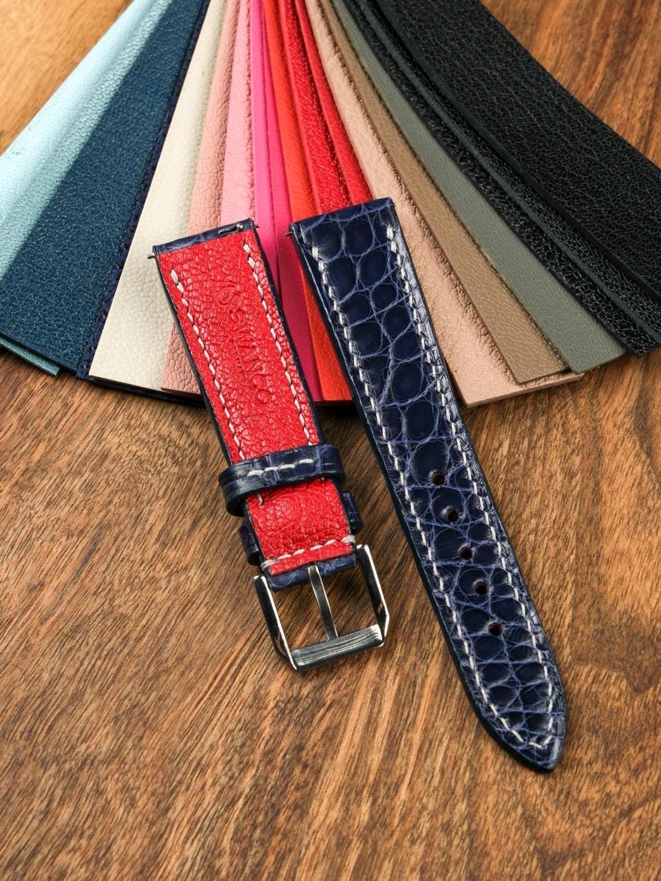 Maßgeschneidertes Cartier Tank Lederuhrenarmband – handgefertigtes glänzendes Alligatorlederarmband