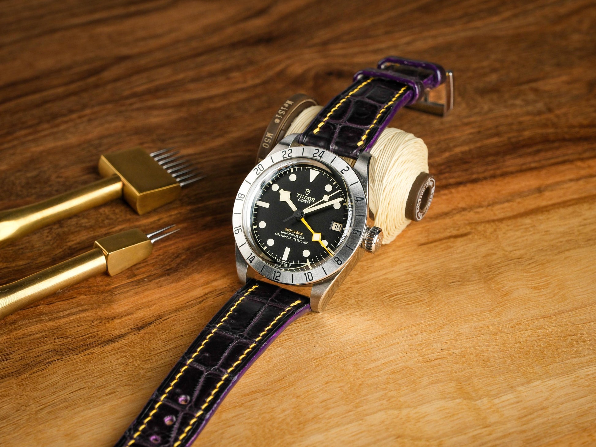 Bespoke Handmade Matte Alligator Leather Watch Strap