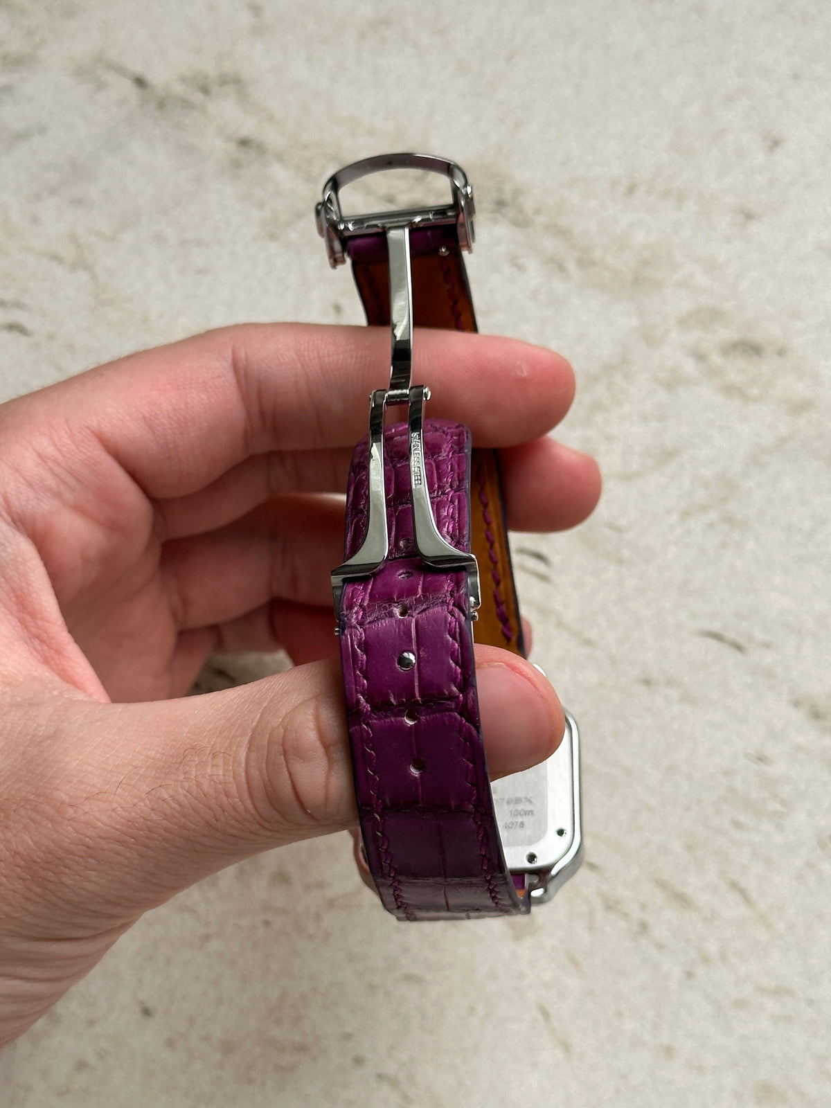 Cartier Santos Lederarmband WSSA (Medium & Large) – großgenarbtes Alligatorleder, kompatibel mit Schnellwechselsystem