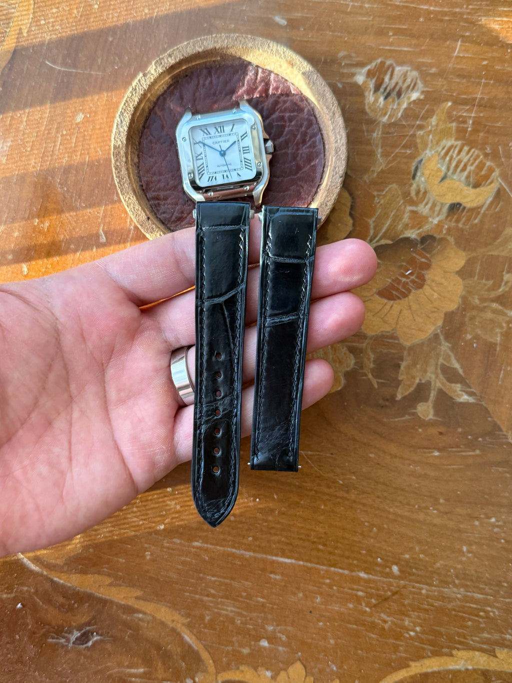 Cartier Santos Large Grain Alligator Leather Strap WSSA (Medium & Large) – Quick Release Compatible