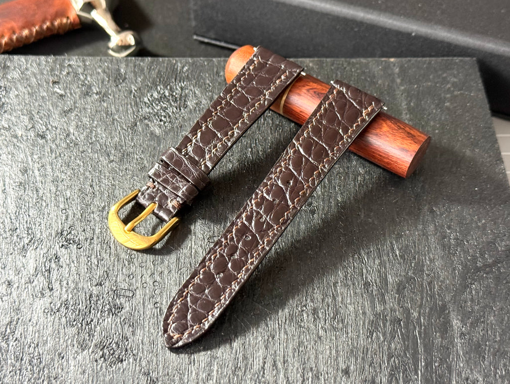 Bespoke Handmade Matte Alligator Leather Watch Strap