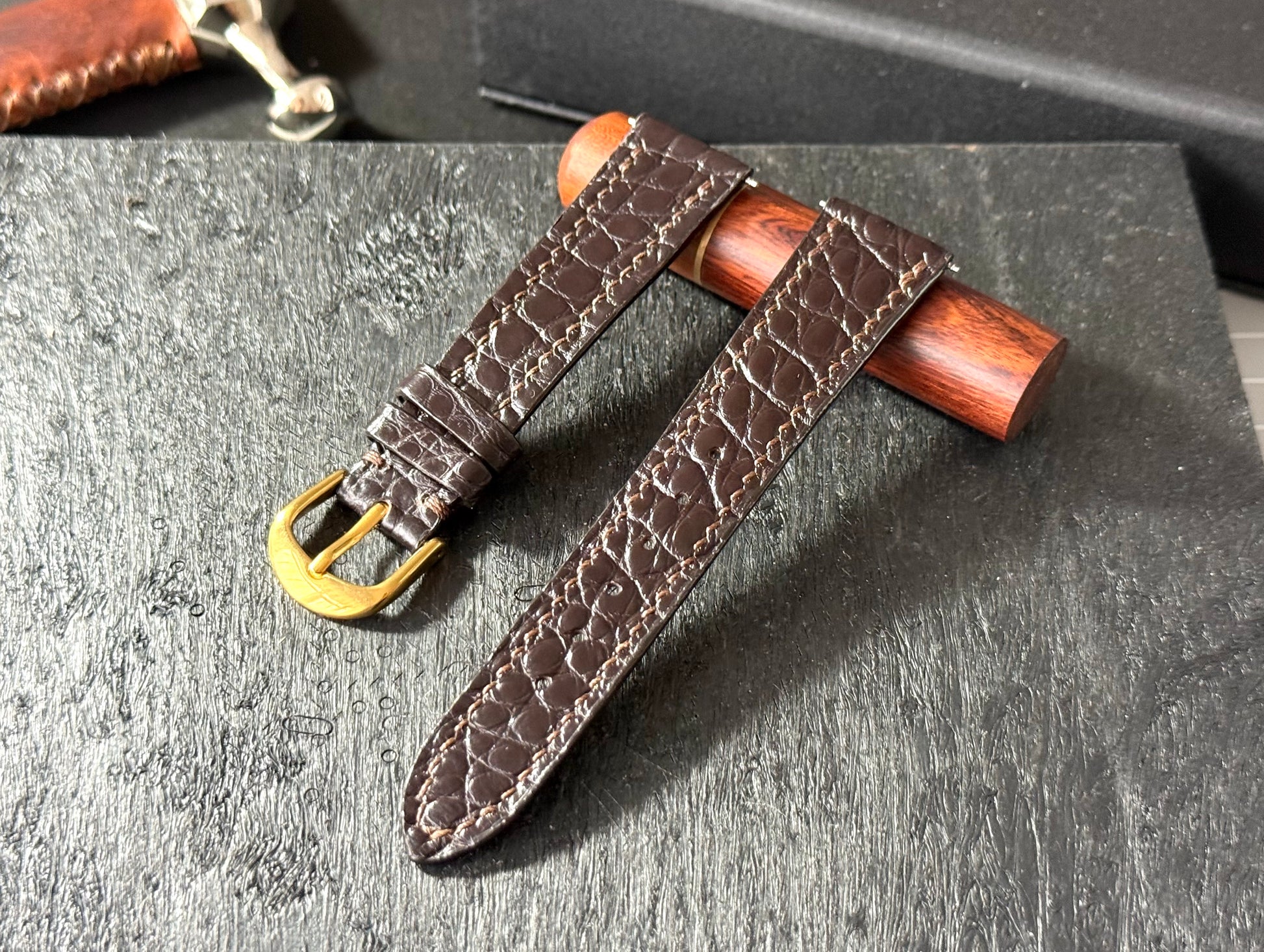 Bespoke Handmade Matte Alligator Leather Watch Strap