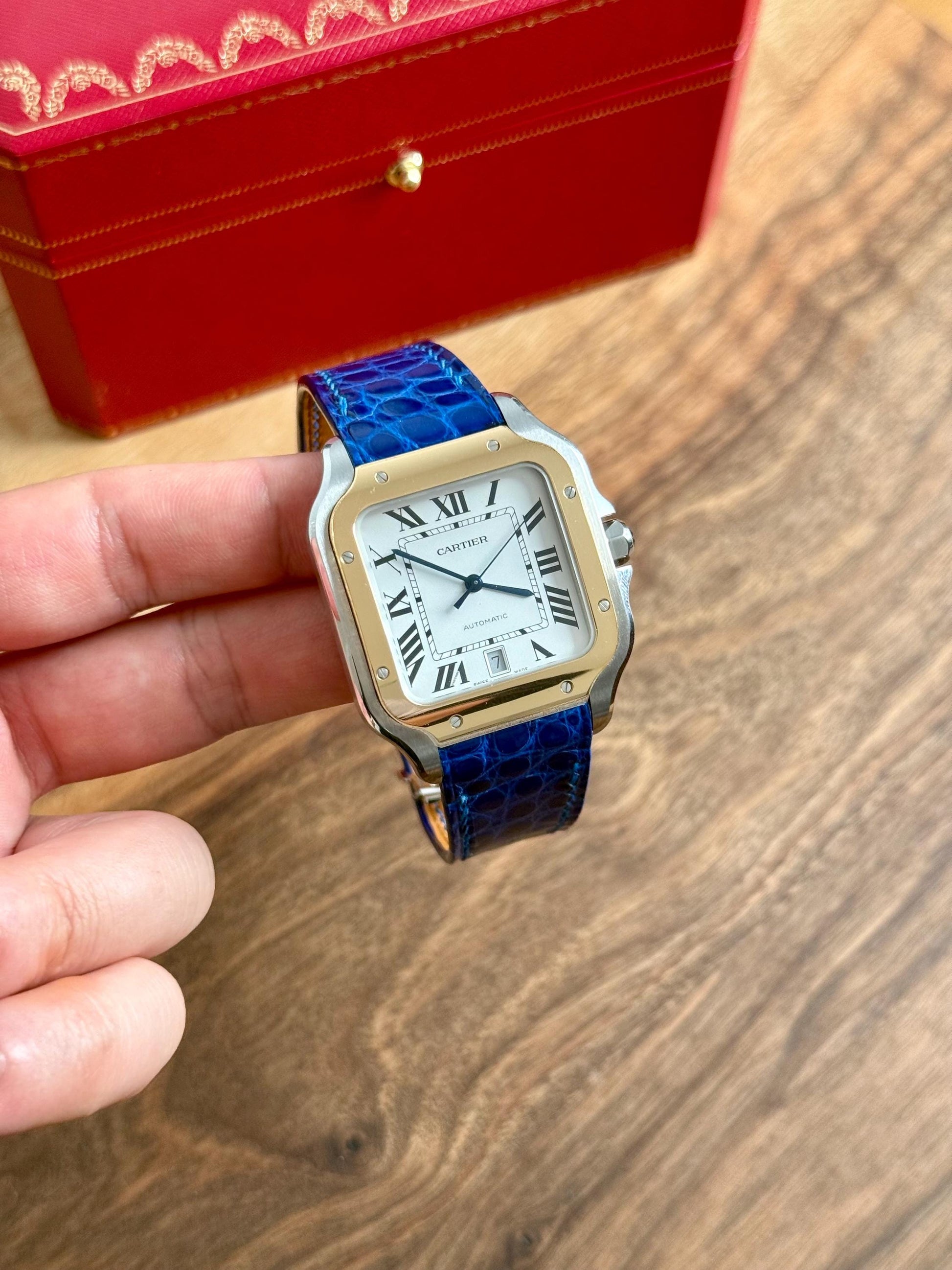 Cartier Santos Leather Strap WSSA (Medium & Large) – Quick Release Compatible Matte Alligator Leather