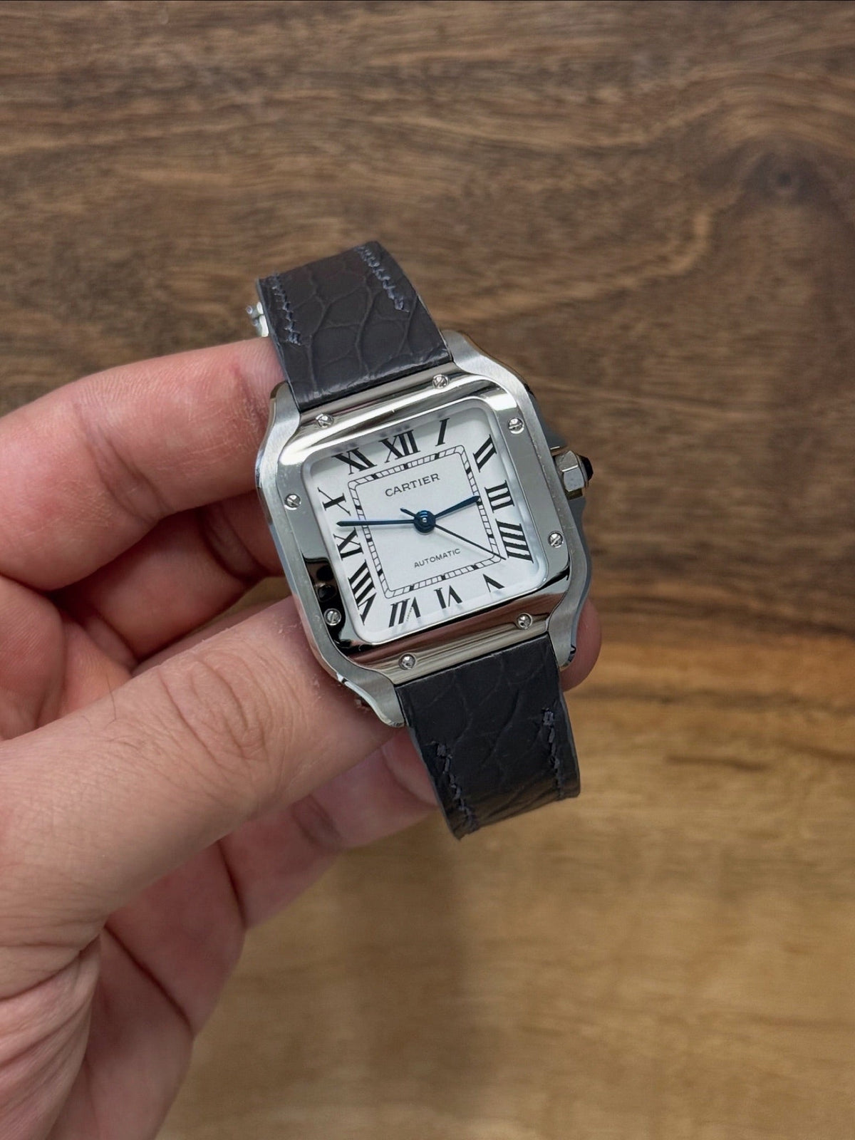 Matte alligator leather strap for Cartier Santos WSSA – handmade by Atelier Taha