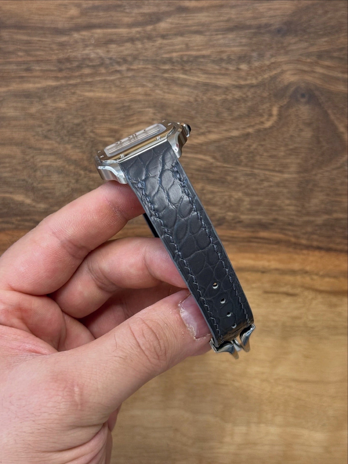 Matte alligator leather strap for Cartier Santos WSSA – handmade by Atelier Taha