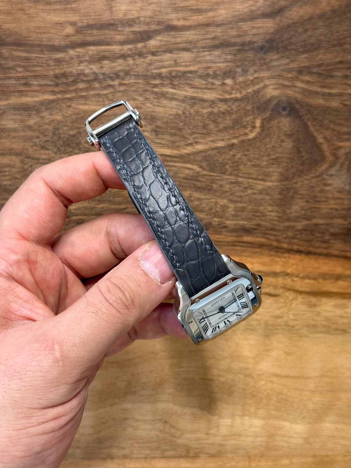 Matte alligator leather strap for Cartier Santos WSSA – handmade by Atelier Taha
