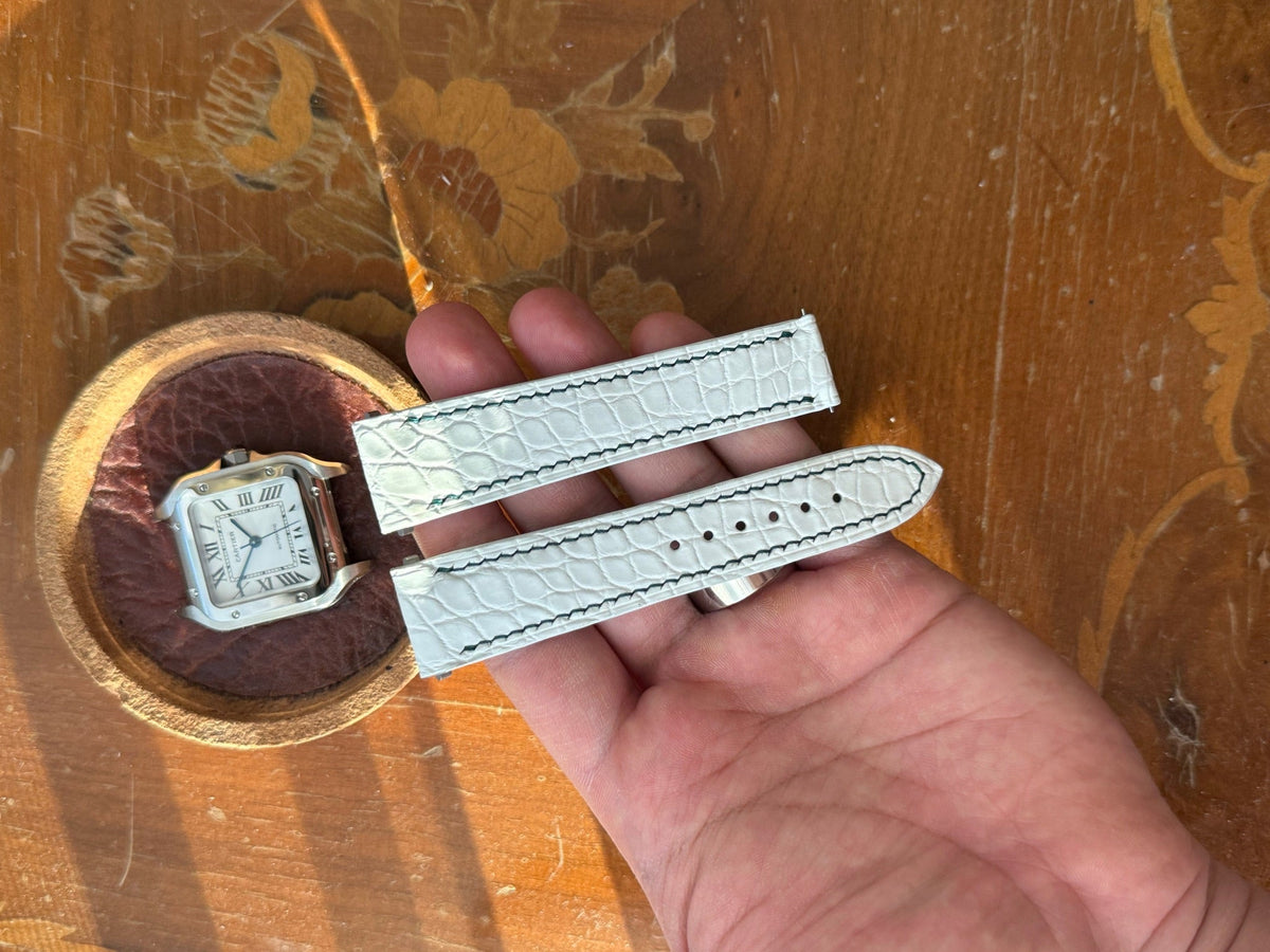 Matte alligator leather strap for Cartier Santos WSSA – handmade by Atelier Taha