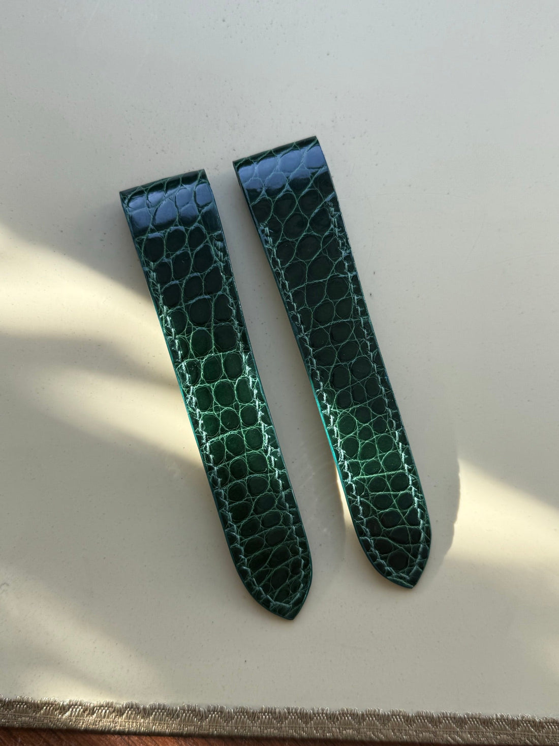 Shiny alligator leather strap for Cartier Santos 100 – handmade by Atelier Taha