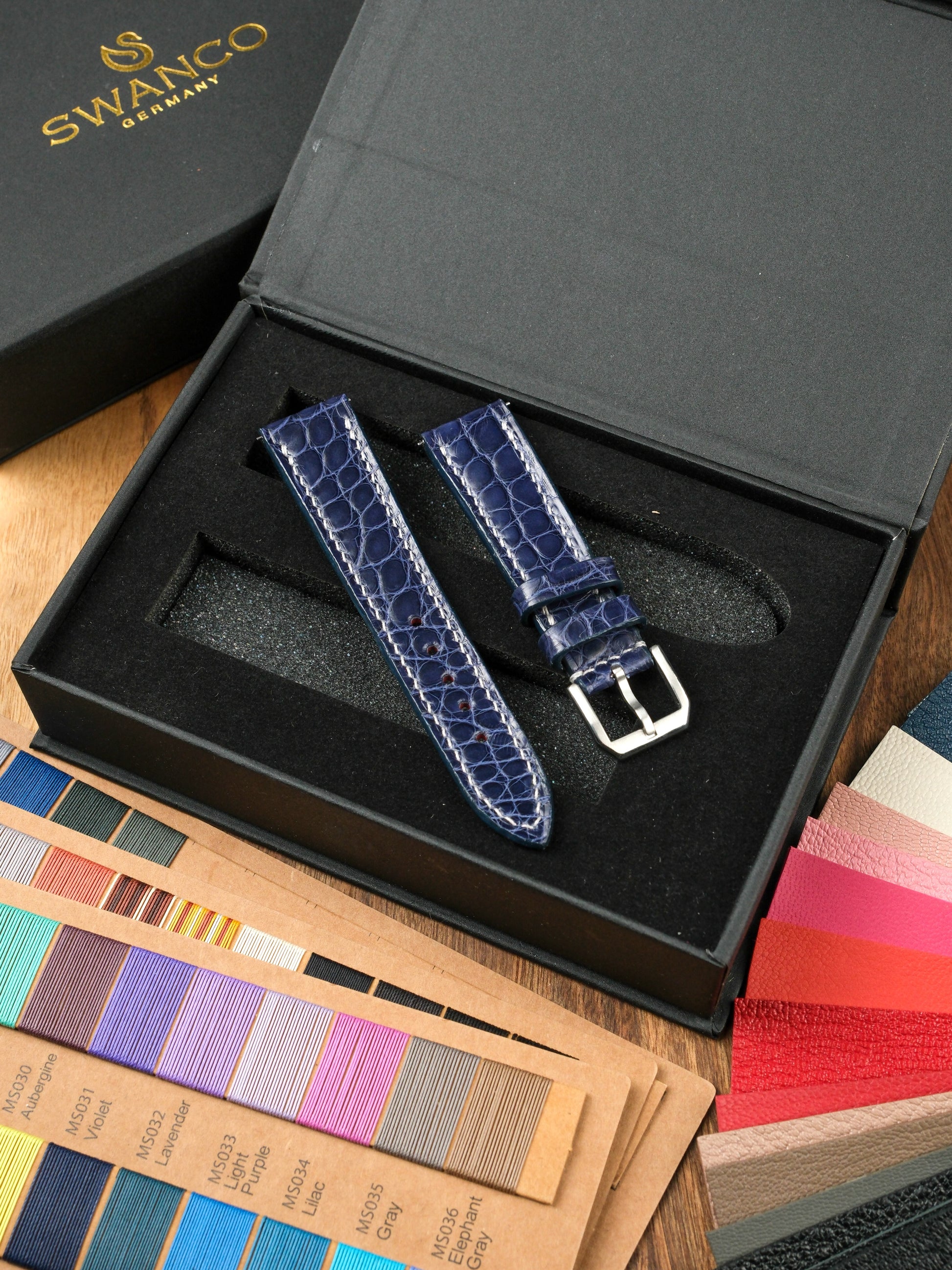 Bespoke Handmade Shiny Alligator Leather Watch Strap