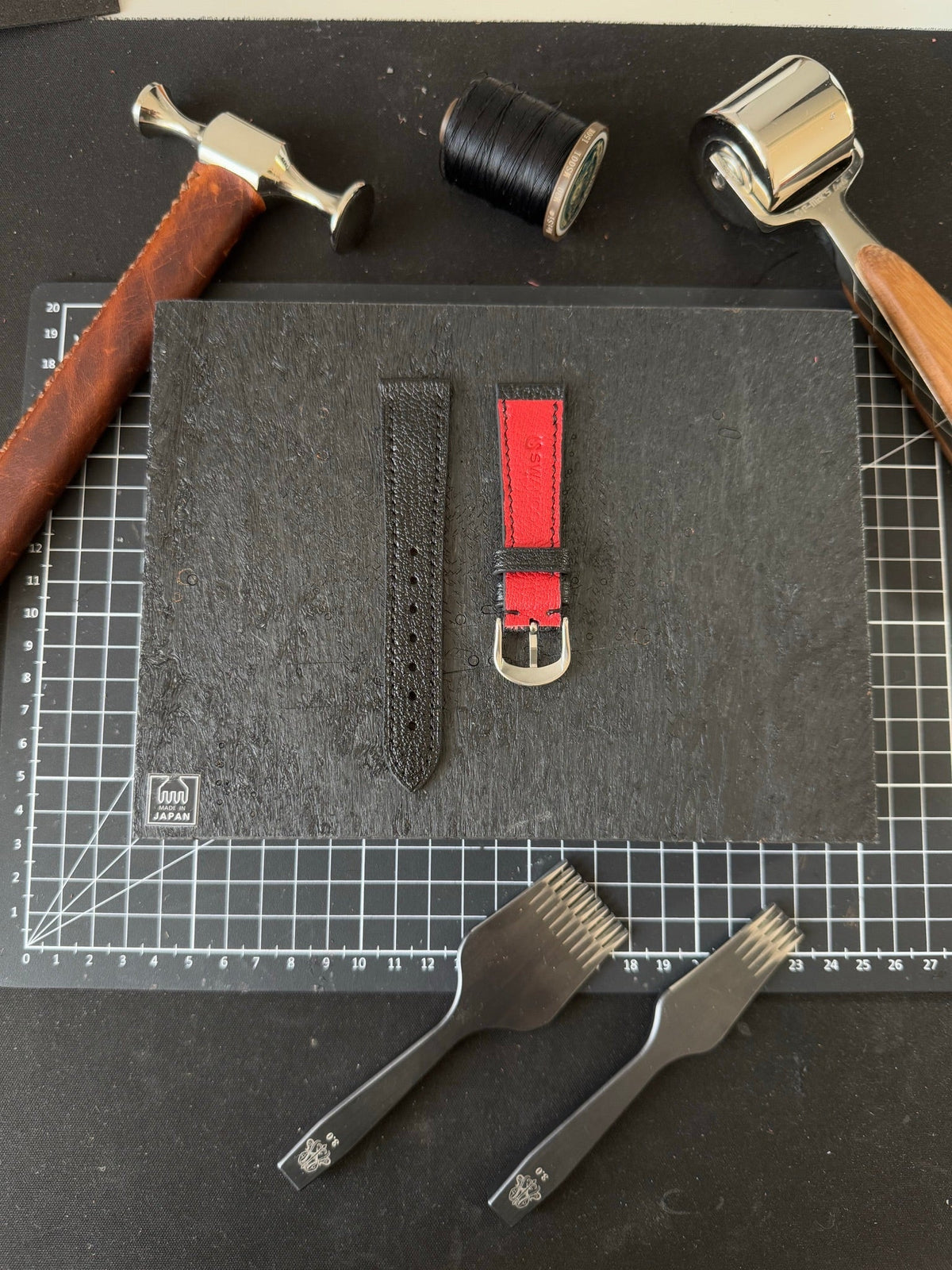 French goat leather strap for Cartier Santos-Dumont – handmade by Atelier Taha