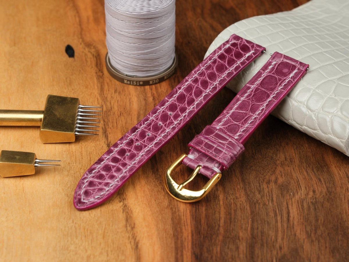 Shiny alligator leather strap – handmade by Atelier Taha