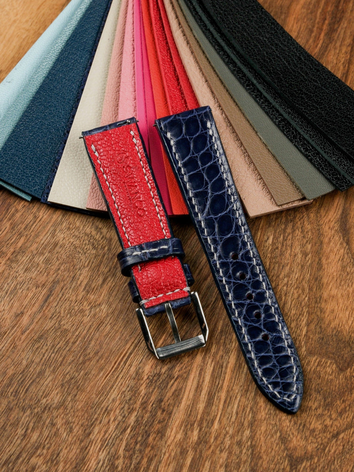 Shiny alligator leather strap – handmade by Atelier Taha