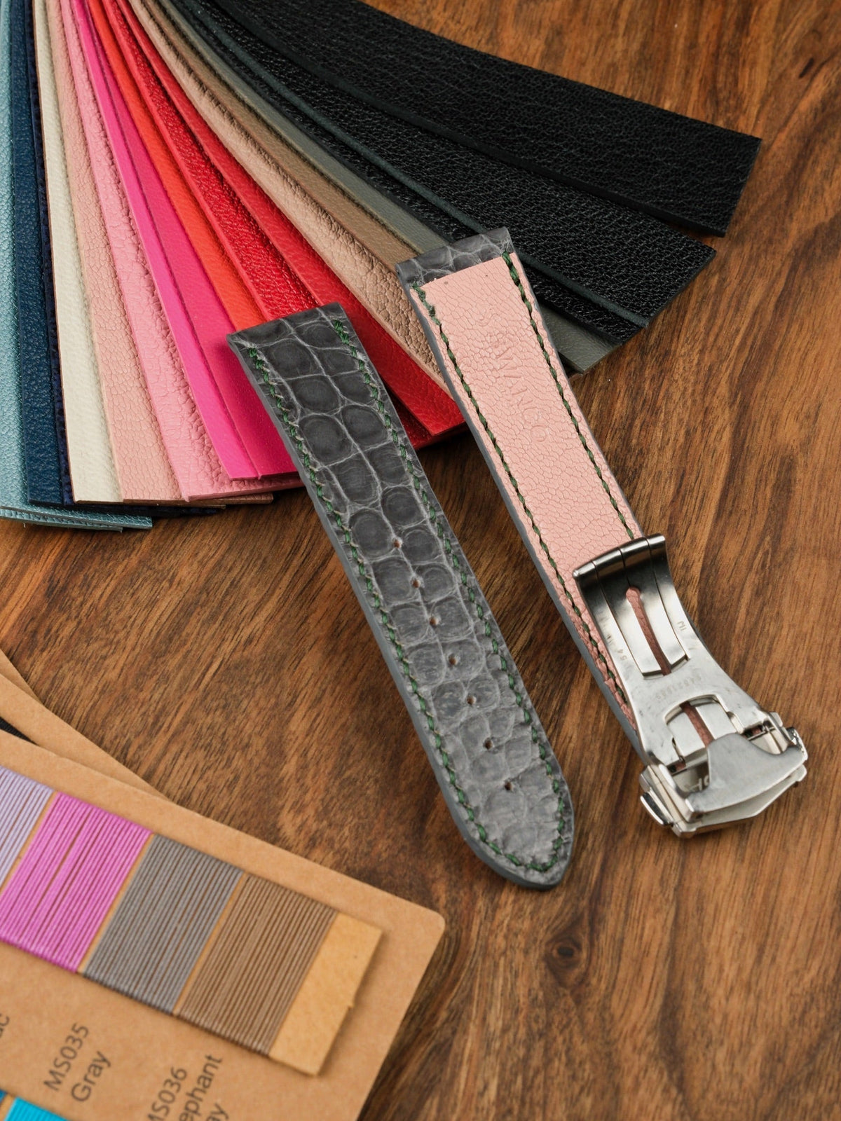 Shiny alligator leather strap – handmade by Atelier Taha